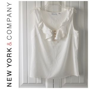 Ruffled White Blouse Size L